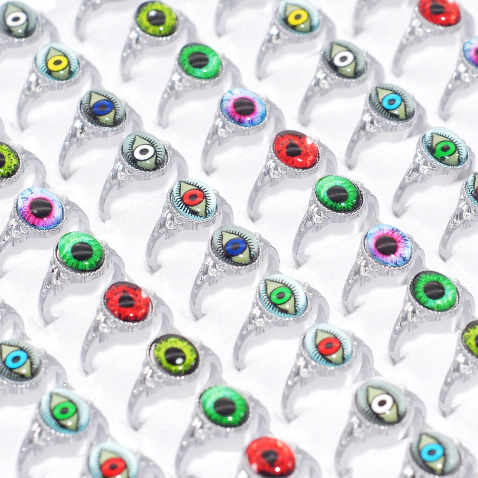 Bulk Lots 50pcs New Devil Eye Rings Mix Women Men Gothic Punk Rock Gifts Jewelry