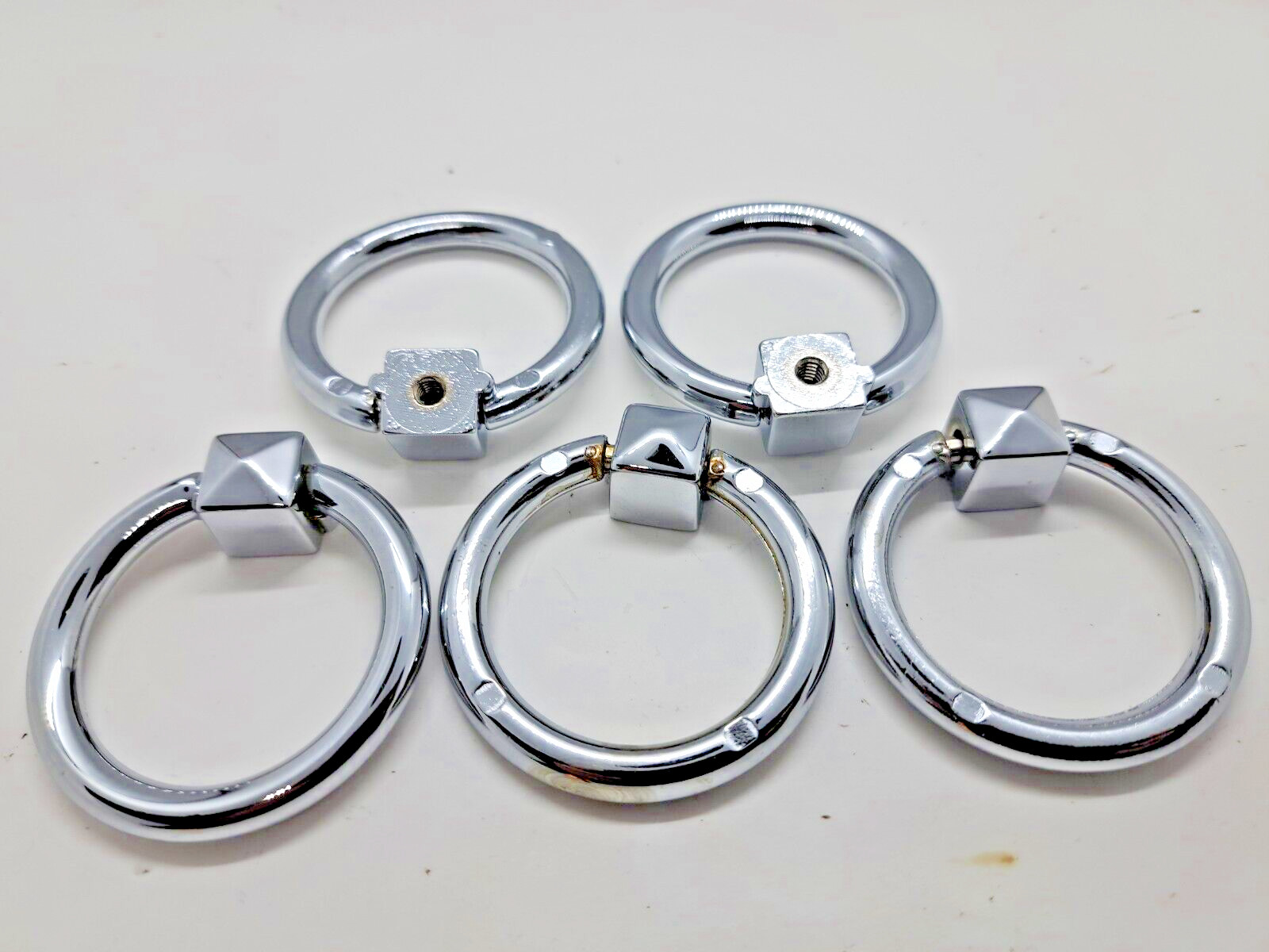 Keeler  Chrome Drop Ring Cabinet Pull Handles 2" Outer Diameter Lot of 5