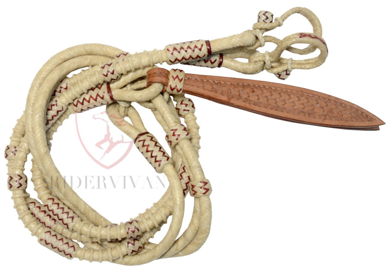 Rommel Reins California Style 20 Plaits, Natural Romal Reins, 55" Romal Reins.