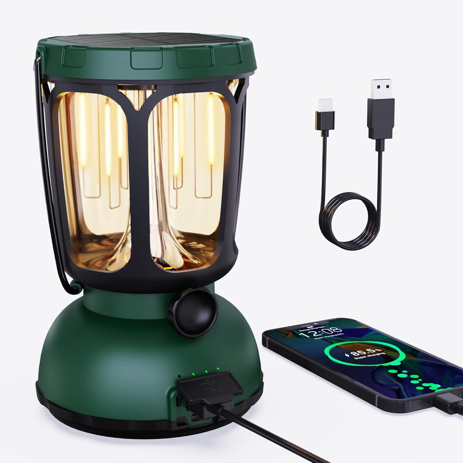 Raynic 6000 LED Camping Lantern, 650LM Hand Crank Solar Battery Powered Recharge