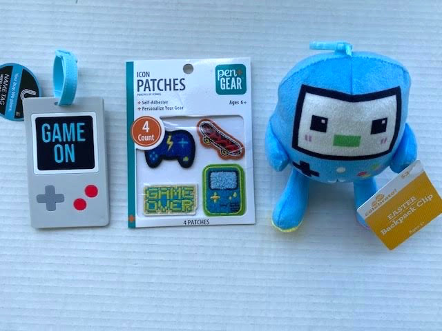 Gaming tag with location device holder, gaming plush clip and patches