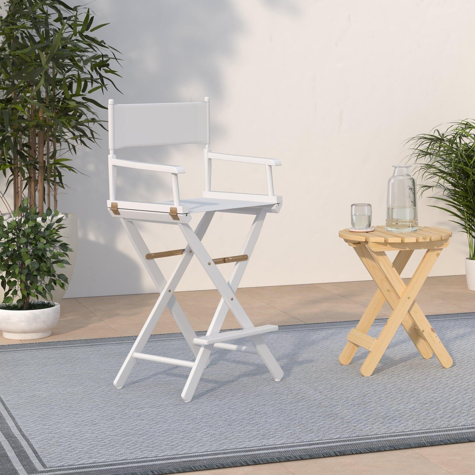 Directors Chair white Frame/white Canvas30 Bar Heig