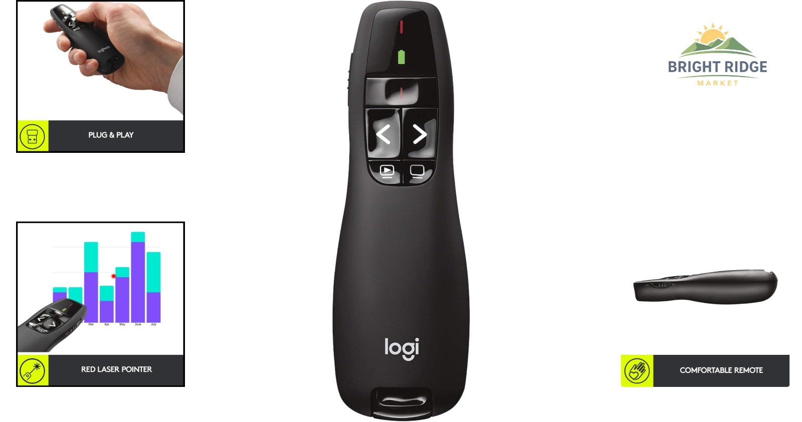 USB Wireless Presentation Clicker with Built-in Laser Pointer and Carrying Case