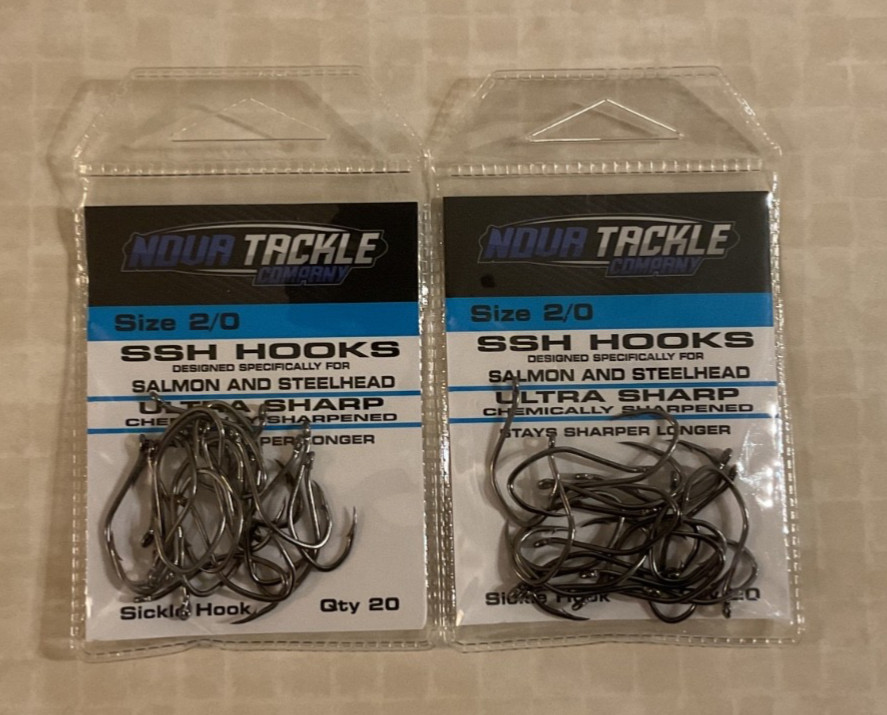 Salmon and SteelHead Nova Tackle Fishing (Sickle) Hooks (Size 2/0 ) 2 Packages!
