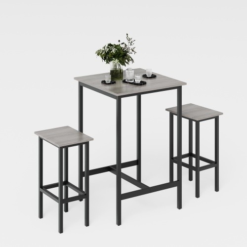 Bar table set  The dining table comes with 2 bar stools in gray color.