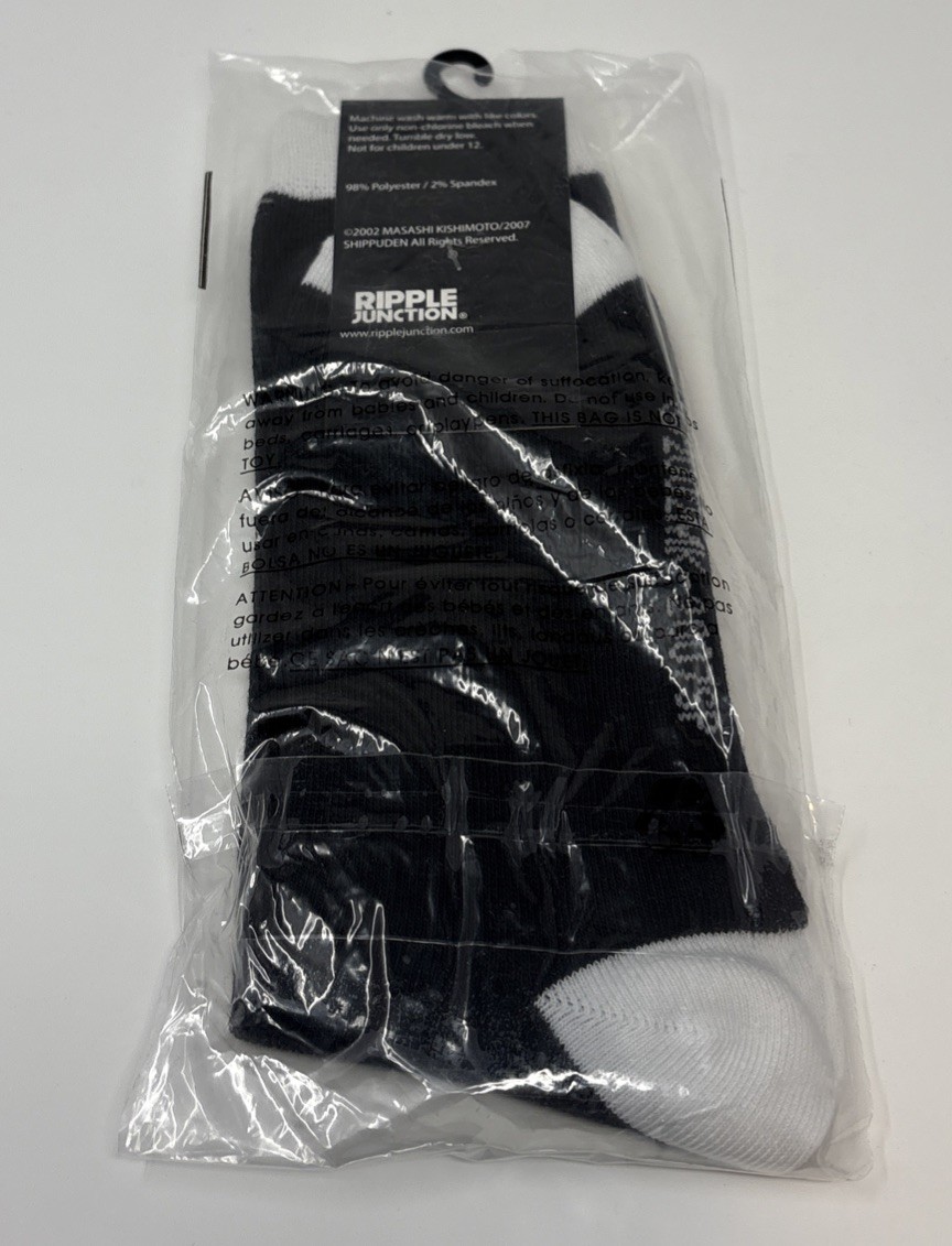 Anime Naruto shippuden socks Crunchy Roll White Black OS By Ripple Junction