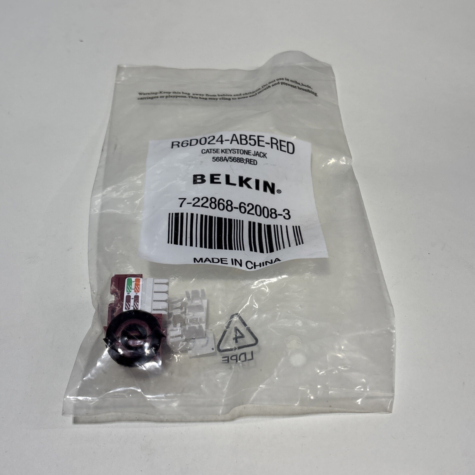NEW Belkin R6D024-AB5E-RED Cat5E Keystone Jack