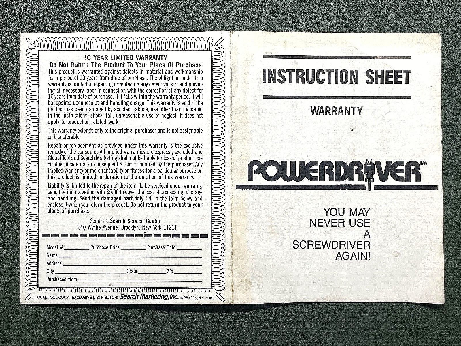 GLOBAL TOOL CORPORATION POWERDRIVER
