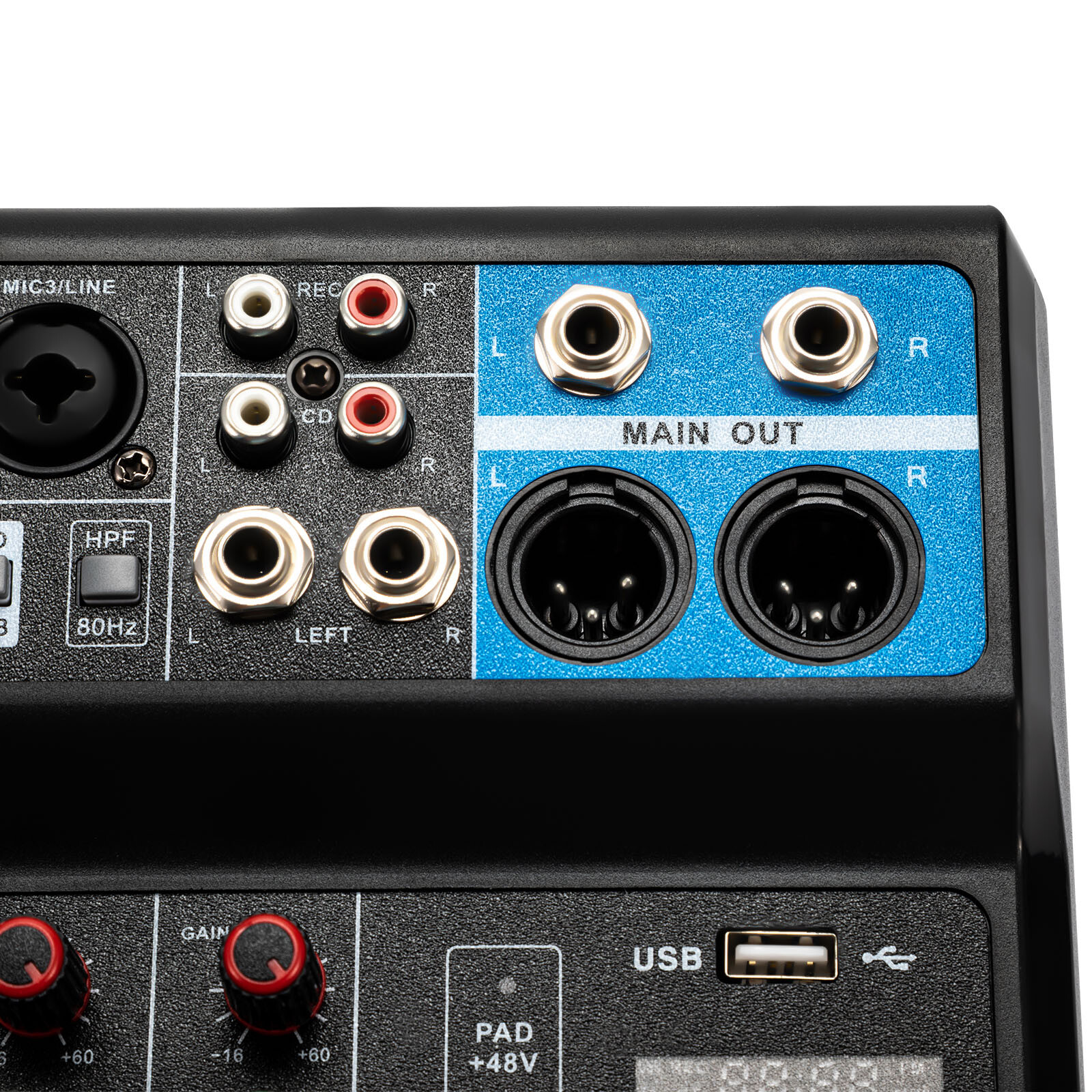 5-Channel Mixing Console Live Studio Audio Mixer Sound Board DJ USB Interface
