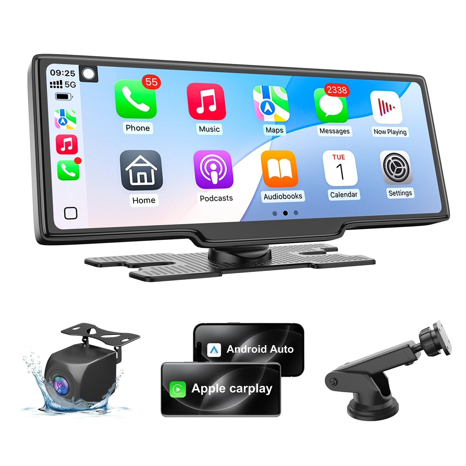 HK5 Carplay Screen for Car, 10.26’’ HD Wireless Apple Carplay & And.