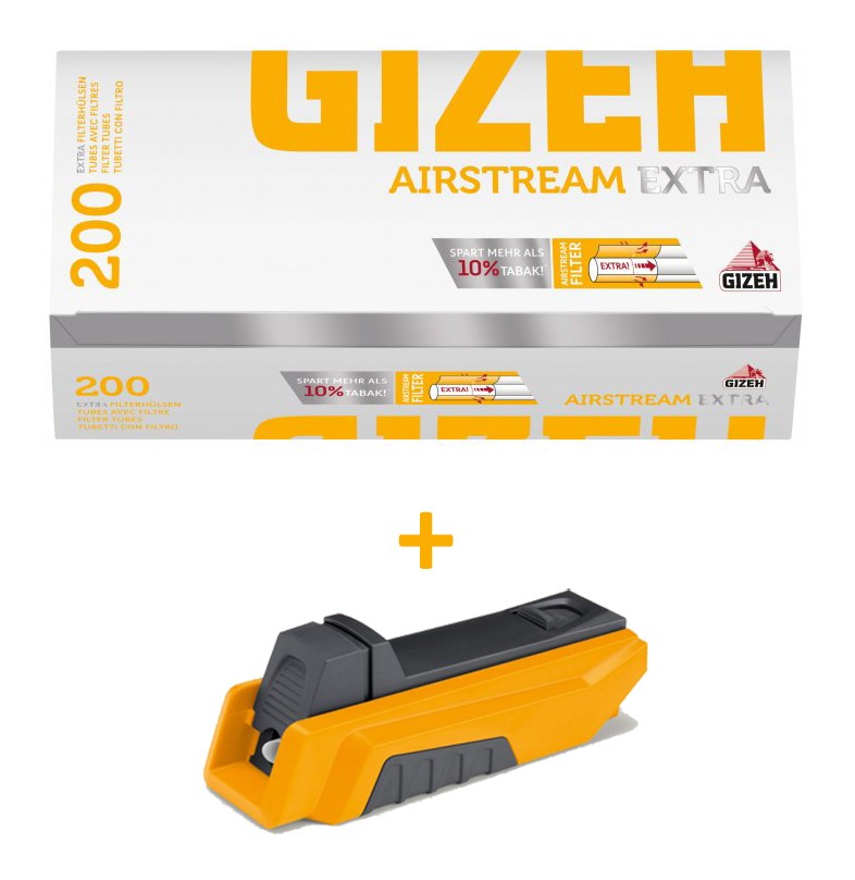 SAVING SET! 10 boxes GIZEH Airstream extra filter sleeves + 1 GIZEH Vario plug