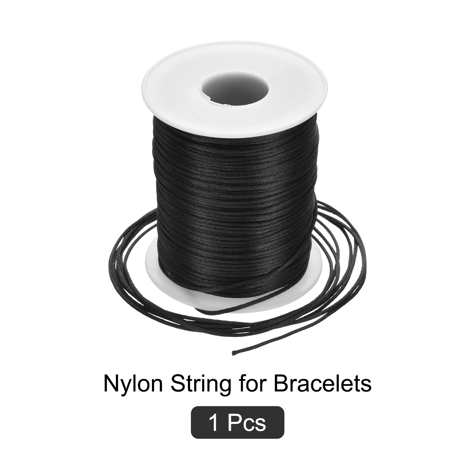 Nylon Satin Cord 1.5mm, 109 Yard Nylon String for Bracelet Thread Black