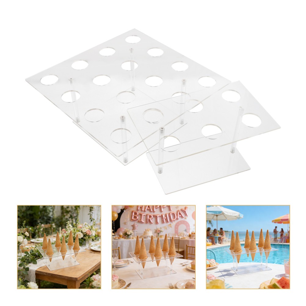 2 Pcs Ice Cream Holder Food Cone Display Stand Catering Support Stands