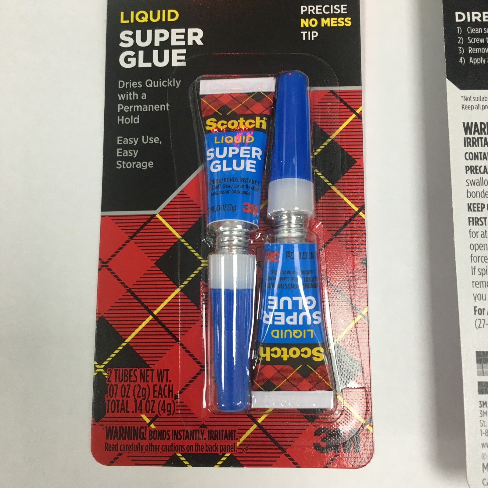 Super Glue Liquid 2 x 2Pkg .07oz (4 Bottles) 051111025949 Scotch - Free Shipping