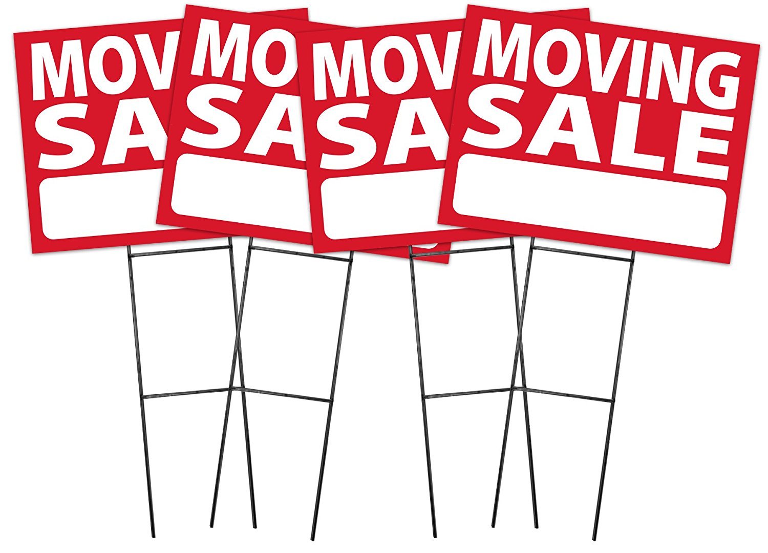 Large (18"x24") Moving Sale - RED - Sign Kit with Stands - 4 Pack