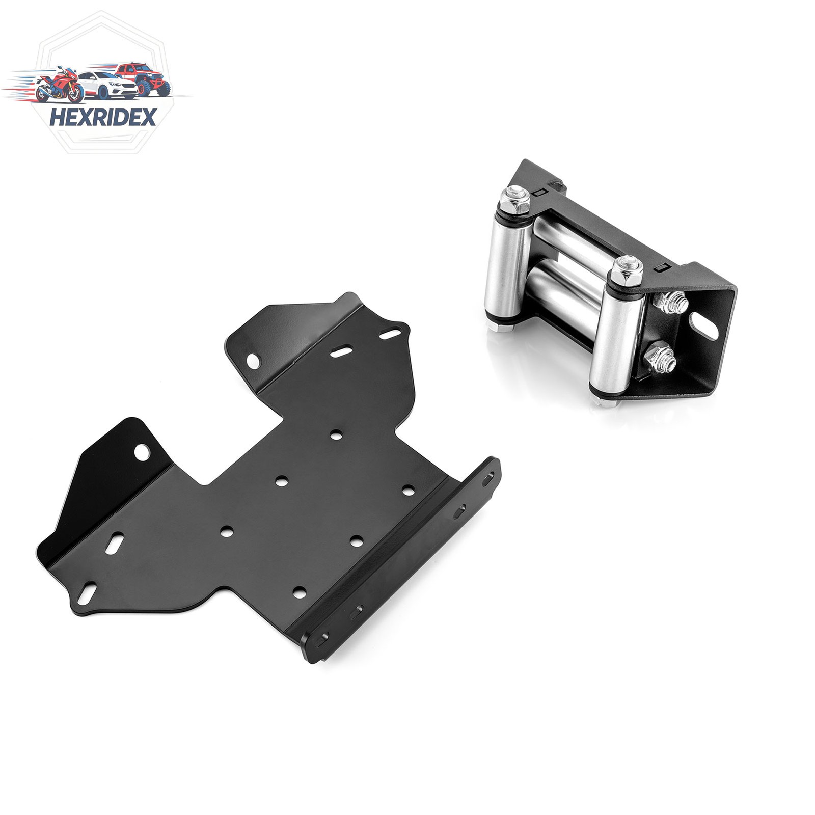 Winch Mount Plate+4 7/8" Roller Fairlead Fits Kawasaki Brute Force 750 650 05-26