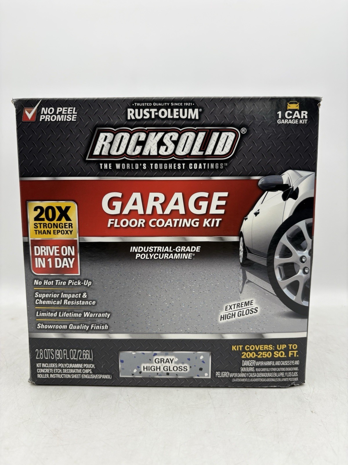 Rust Oleum RockSolid 1 Car Garage Floor Kit - 90 oz Gray Polycuramine