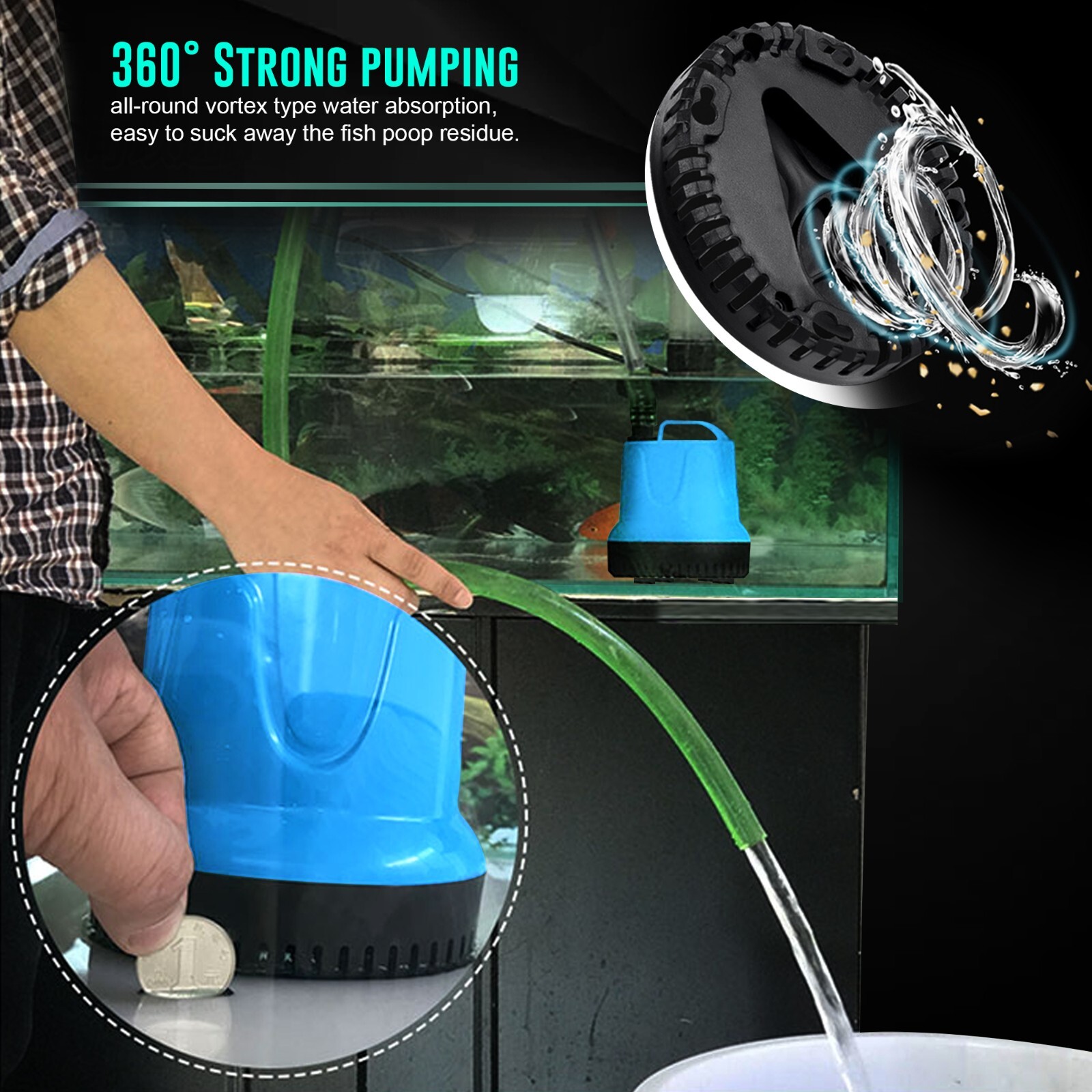 60W Bottom Feed Submersible Water Pump 660 GPH 1pc.