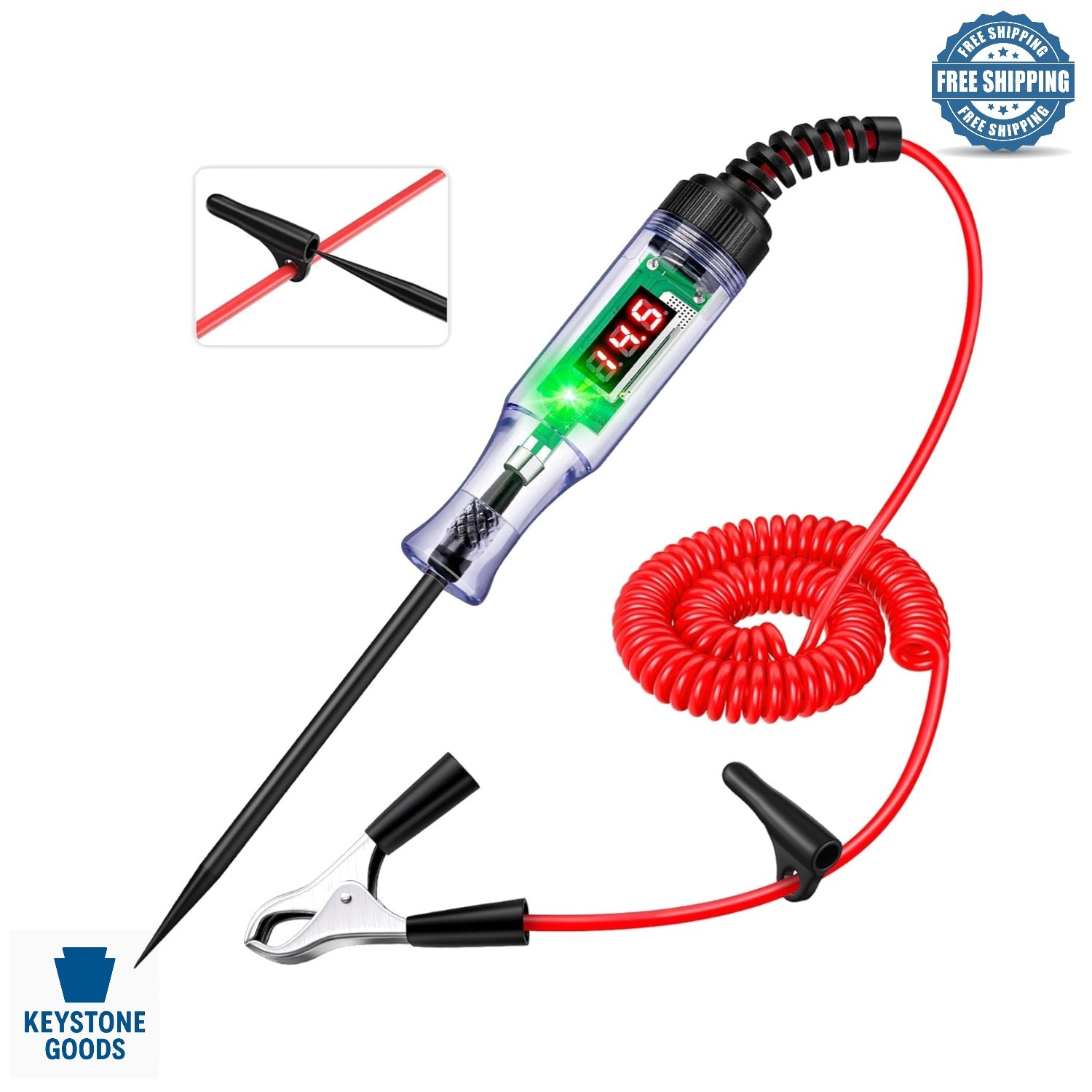 Heavy Duty Automotive Circuit Tester 5-90V with Digital LED, Dual Polarity, S...