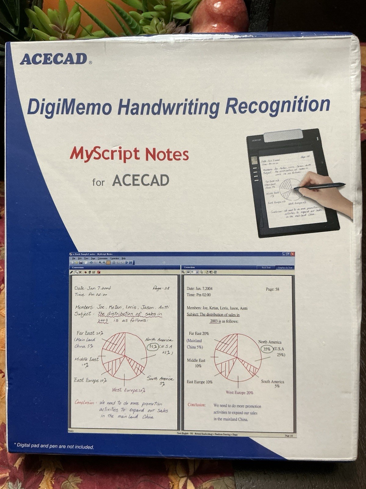 ACECAD DigiMemo Handwriting Recognition MyScript Notes & Digipen P100