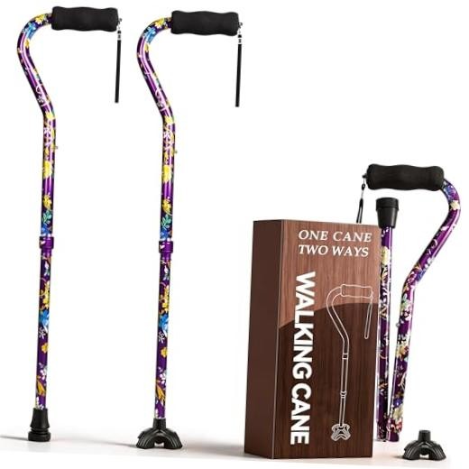 Floral Canes for Women Folding Cane for Stability with Non-Slip Purple Glory