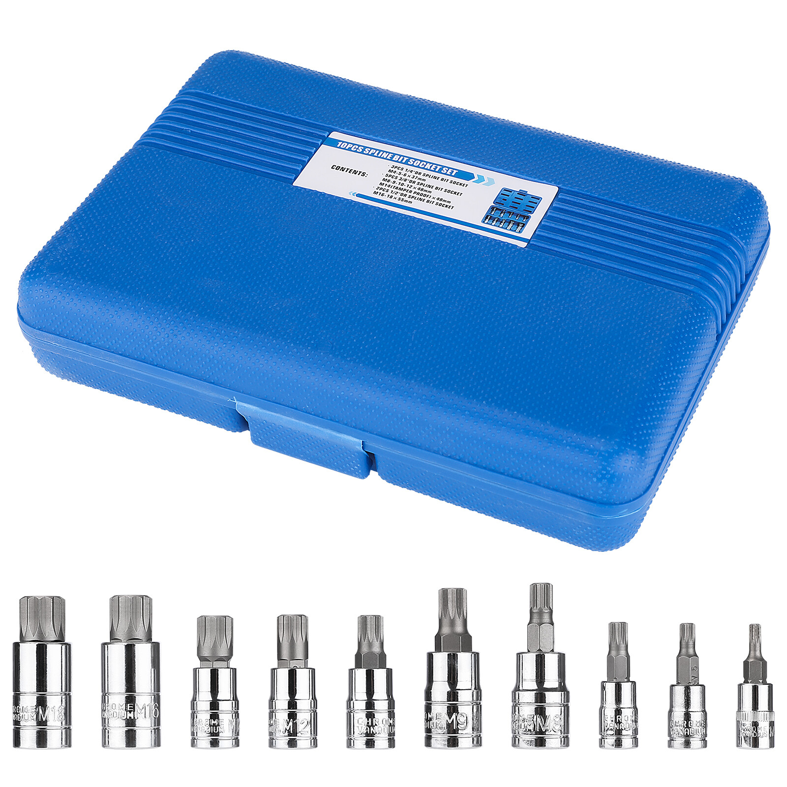 Triple Square Triple Square Spline Bit Socket Set 12 Points with Carrying Case