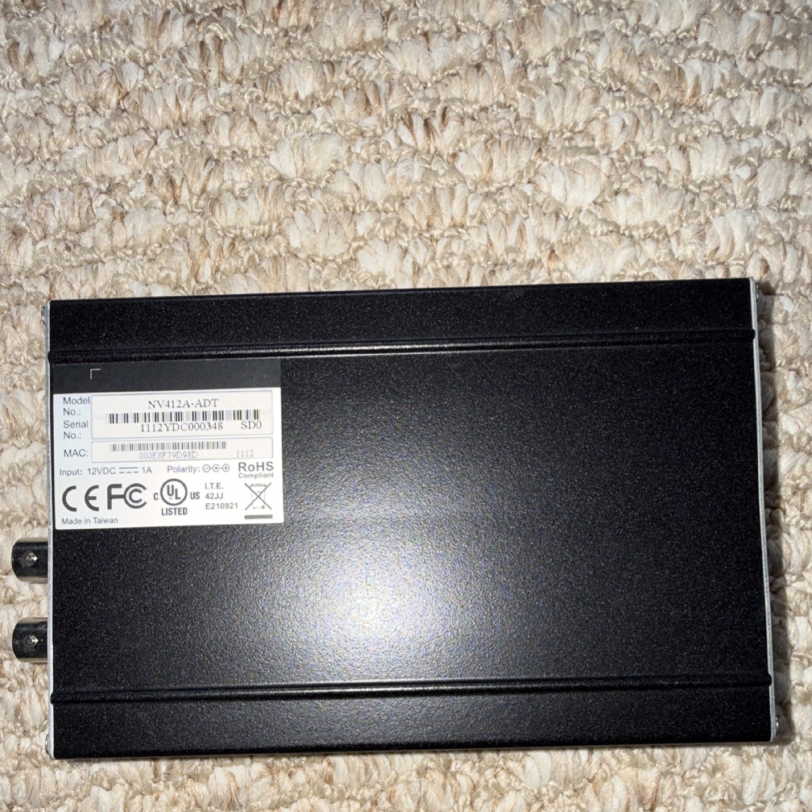 ADT Pulse NV412A-ADT IP Network Wired Ethernet Box Security Camera Black/Silver