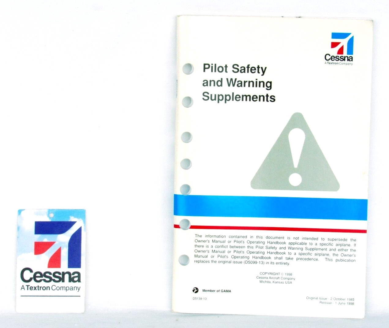 CESSNA Pilot Safety Warning Supplements D5139-13 1998 Manual Guide Booklet Gift