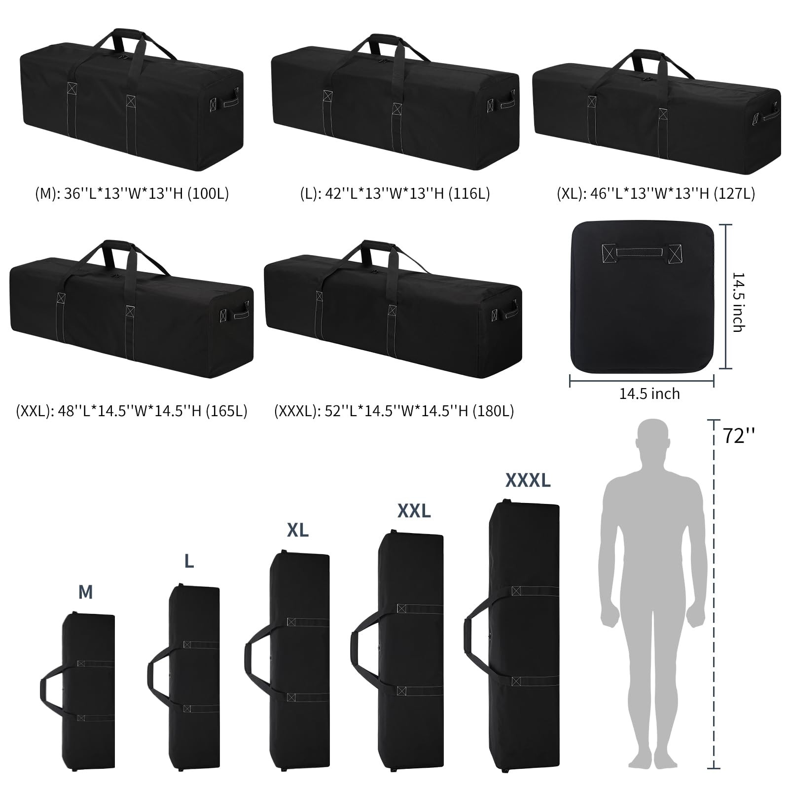 48 Inch Duffle Bag Travel Camping 165L Extra Large Heavy Duty Sport Storage