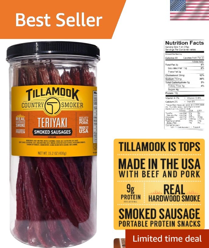 Delicious Teriyaki Hardwood Smoked Sausages in Resealable 15.2oz Jar - 20 Count
