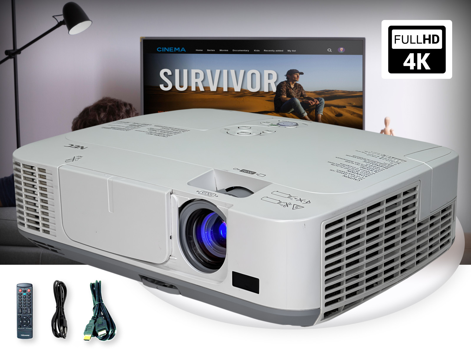 3LCD Projector for DIY Home Theater Setup or Outdoor Movie Nights 3100 Lumens 4K