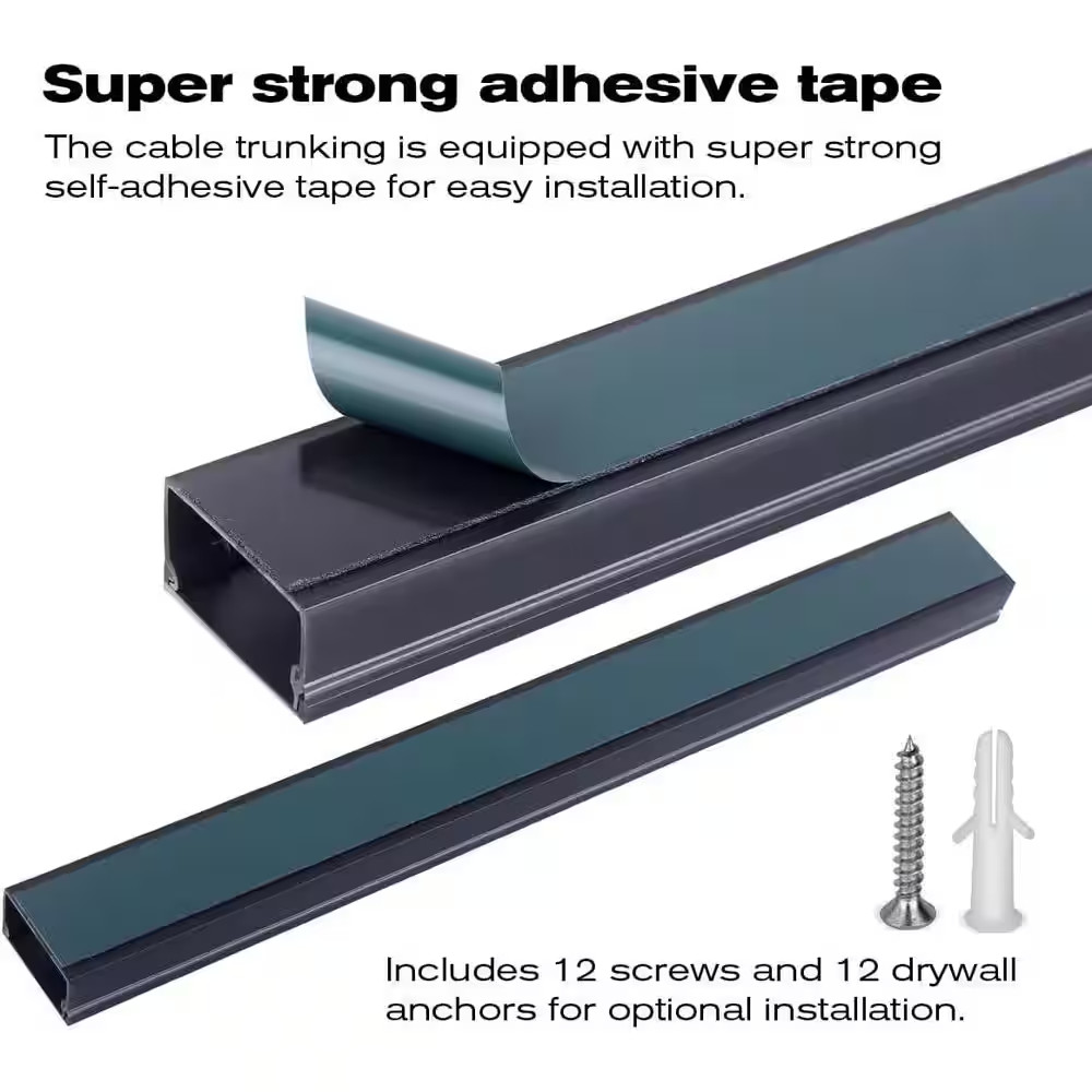 Cable Raceway Kit for under Desk Cable Management with Integrated Connection Cov