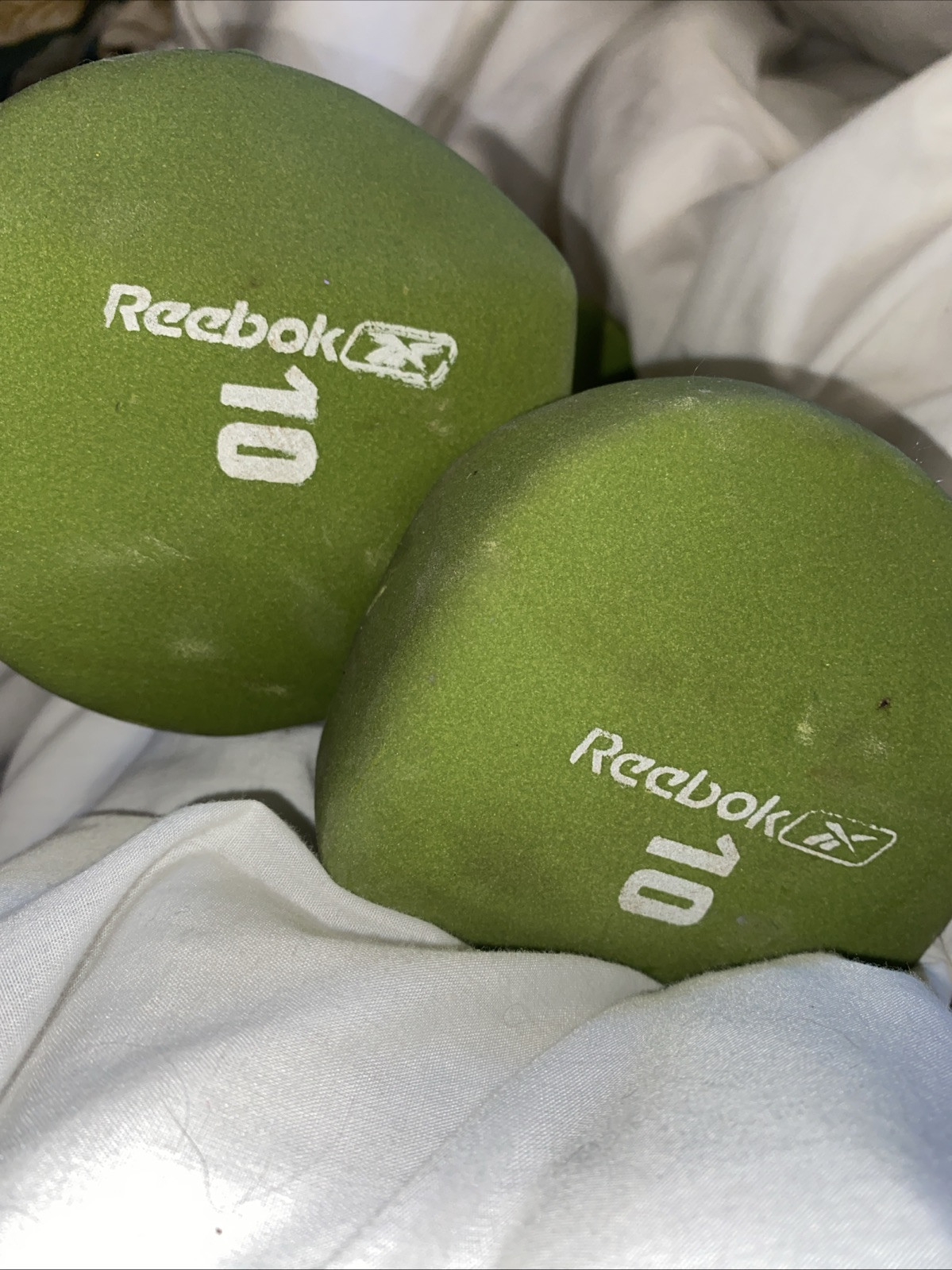 Reebok Neoprene 2 Dumbells Weights 10 Lbs Ea Light Green Excercise Set