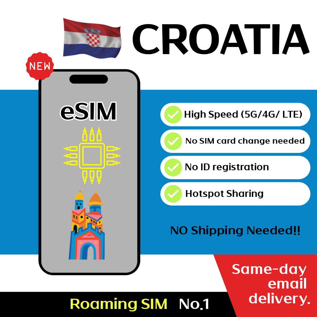 Croatia + Europe Travel eSIM - Orange,  30 Days - 12GB / 100GB, Unlimited