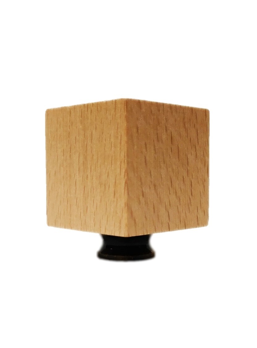 Lamp Finial-SOLID BEECH WOOD CUBE-W/Dual Thread Base-Antique Brass