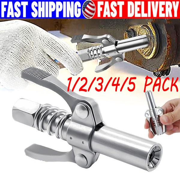 Grease Gun Coupler Double Handle High Pressure Quick Release Lock Oil Nozzles