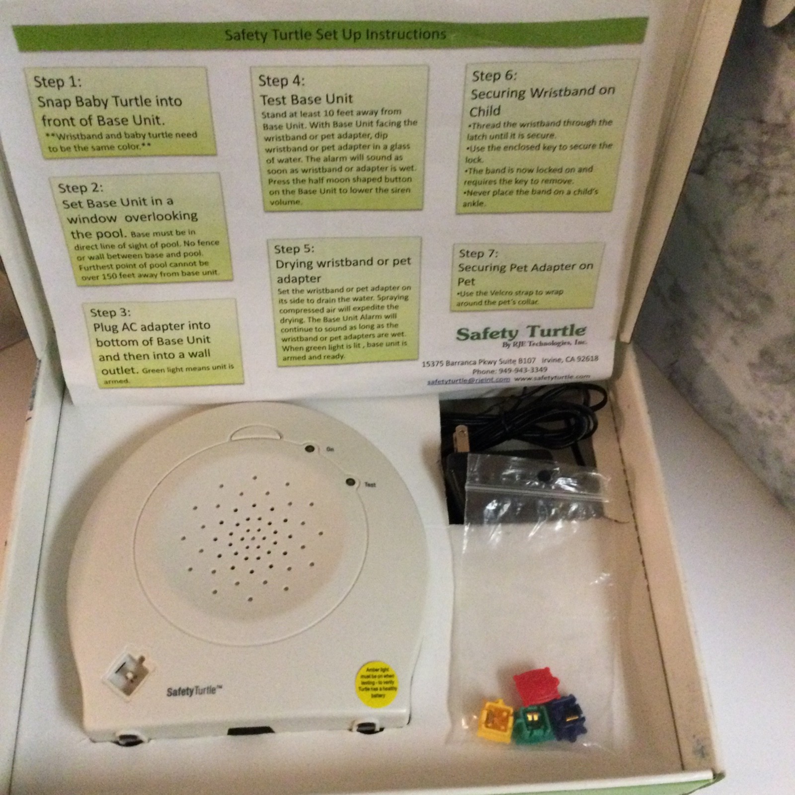 Safety Turtle Base Station Pool Immersion Alarm NO Wristband-All 4 color sensors