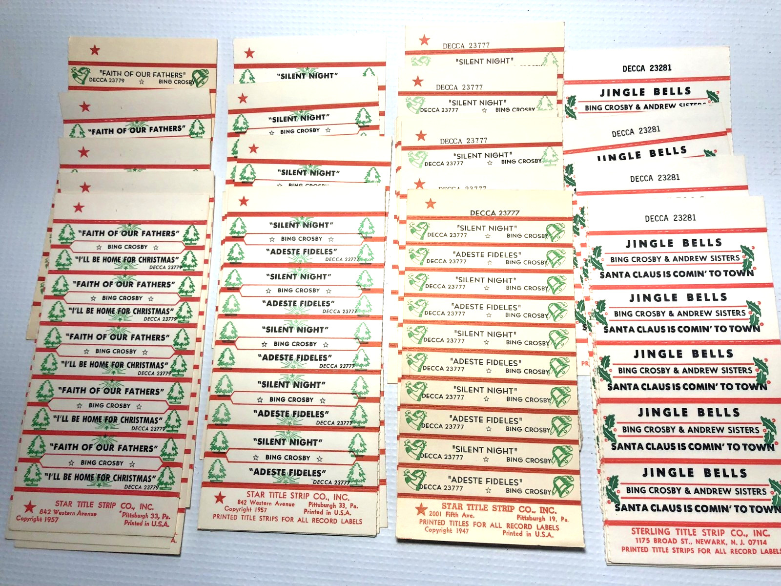Vintage Jukebox Title Strip Sheets Christmas Bing Crosby - Lot 180
