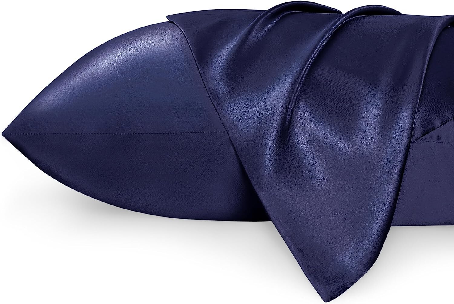 (Set of 2) Blue Bedsure Satin Pillowcases - Blue -With Envelope Closure
