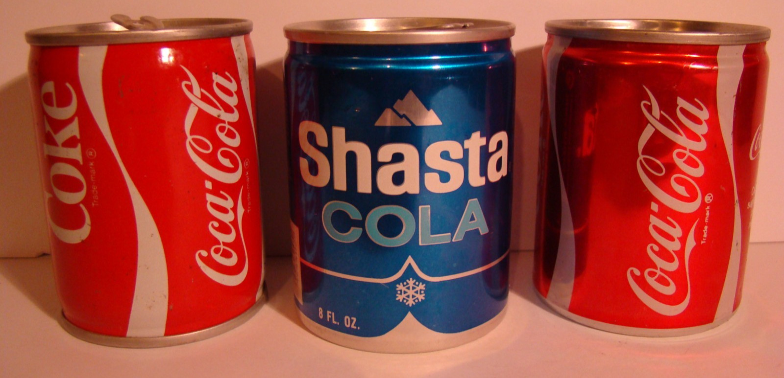 8 Ounce Cans Coke And Shasta Steel And Aluminum Lot Of 3