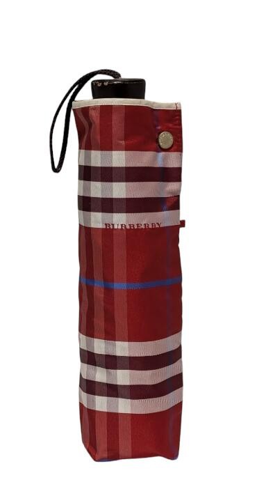 Burberry Folding Umbrella Red Check Pattern Rain Parasol Authentic Genuine