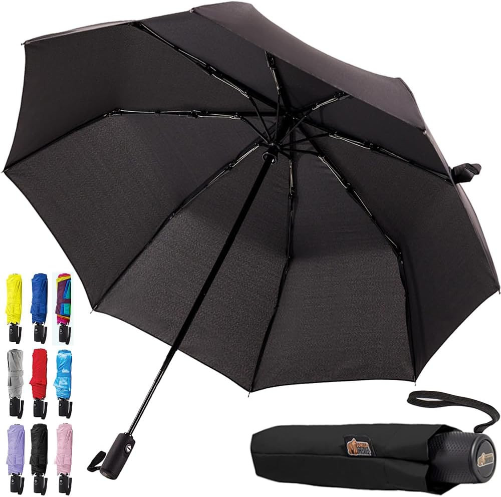 Strong Windproof Stick Compact Umbrella for Rain, One-Click Automatic Open and C