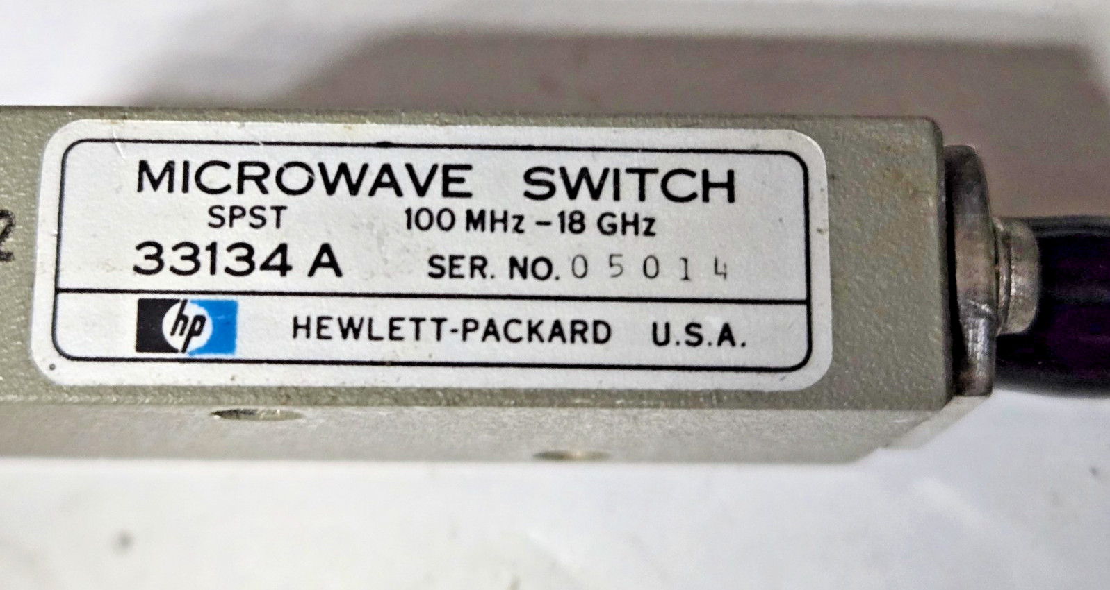 HP 33144A SPST pin diode microwave switch S/N 05014 VNA test results shown