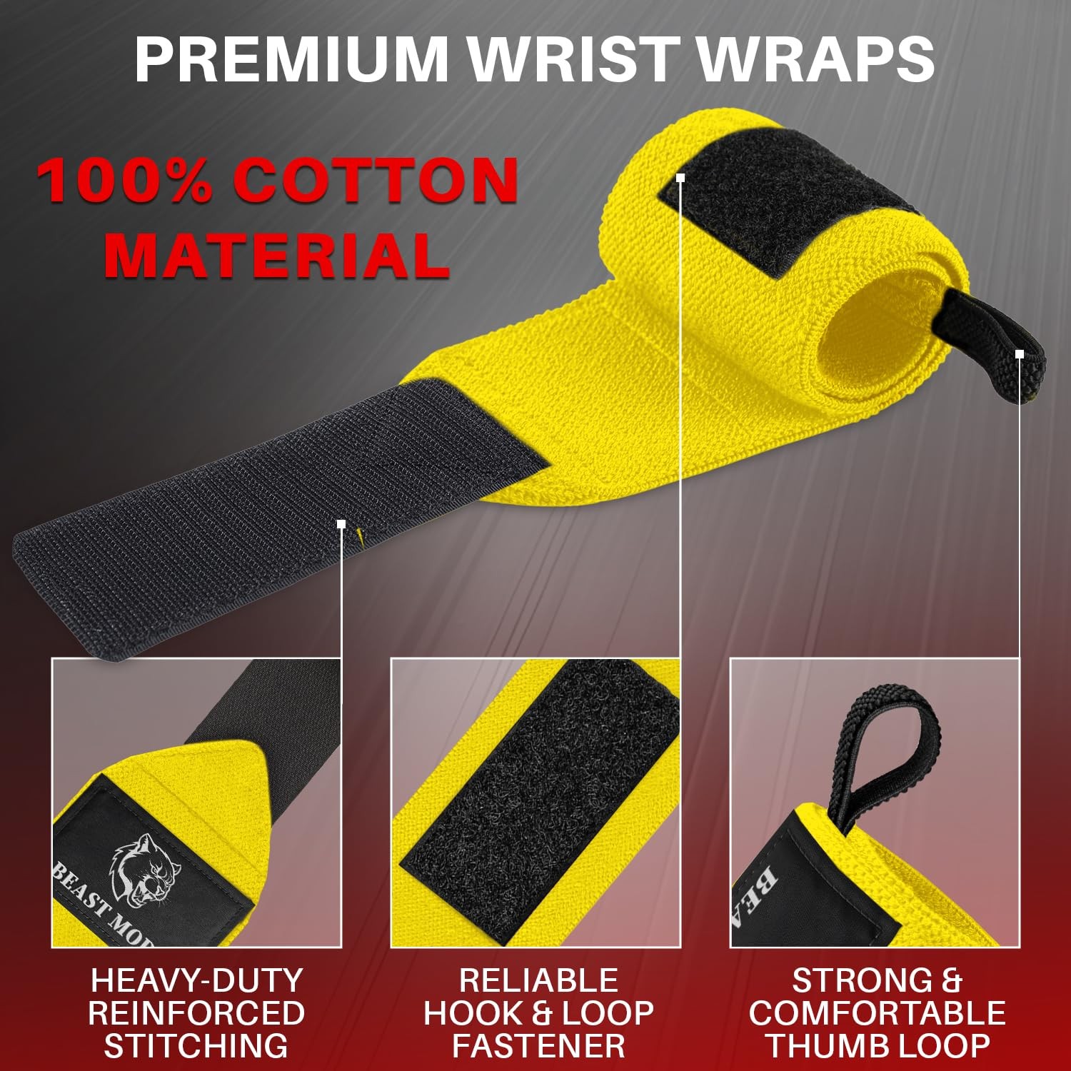 Weightlifting Wrist Wraps with Thumb Loop 18" HeavyDuty Support for