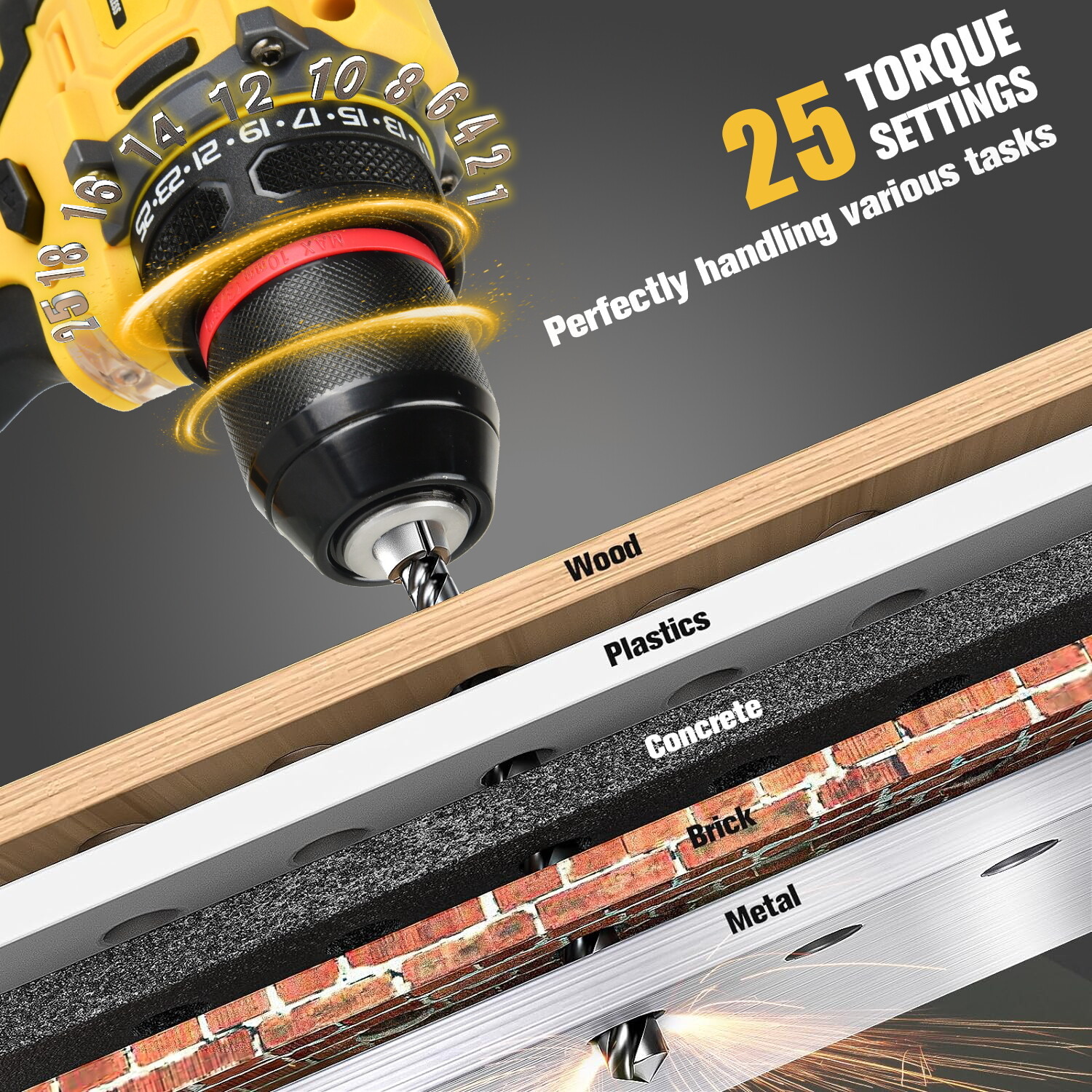 3/8" Brushless Cordless Drill for DeWalt 20V MAX Battery Bare Tool