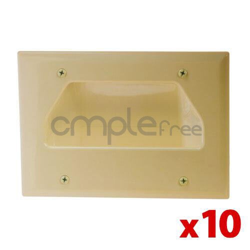 10x Wall Plate 3 Triple Gang Recessed Low Voltage Cable Decorator Lite Almond