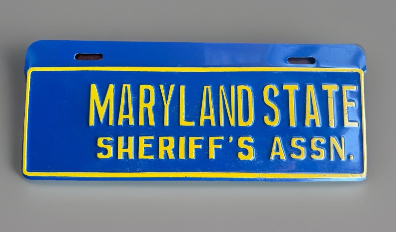 Vintage Maryland State Sheriff's Association Sheriff Front Car Plate For Display
