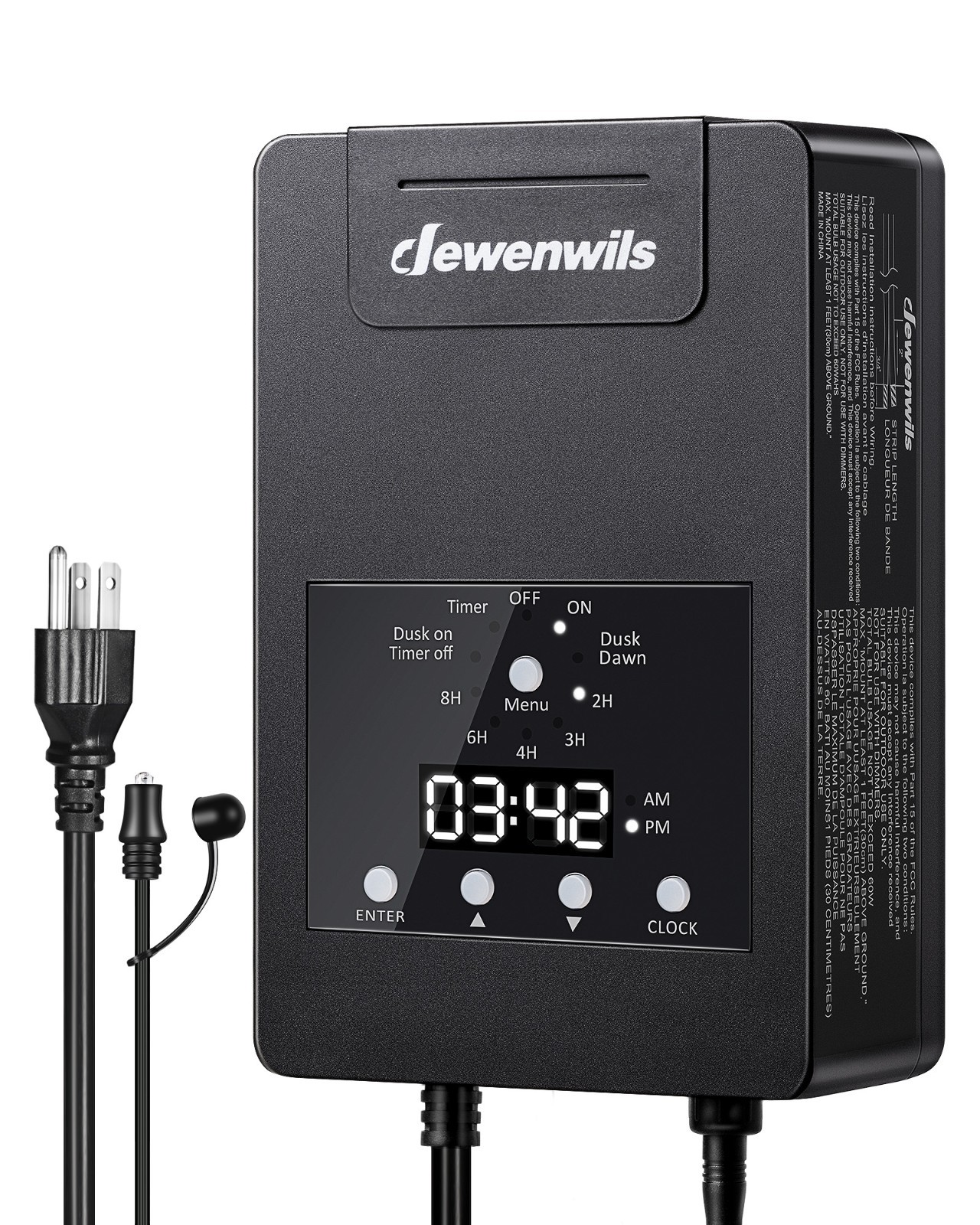 120W Low Voltage Transformer with Photocell Sensor & Timer, 120V AC to 12V DC