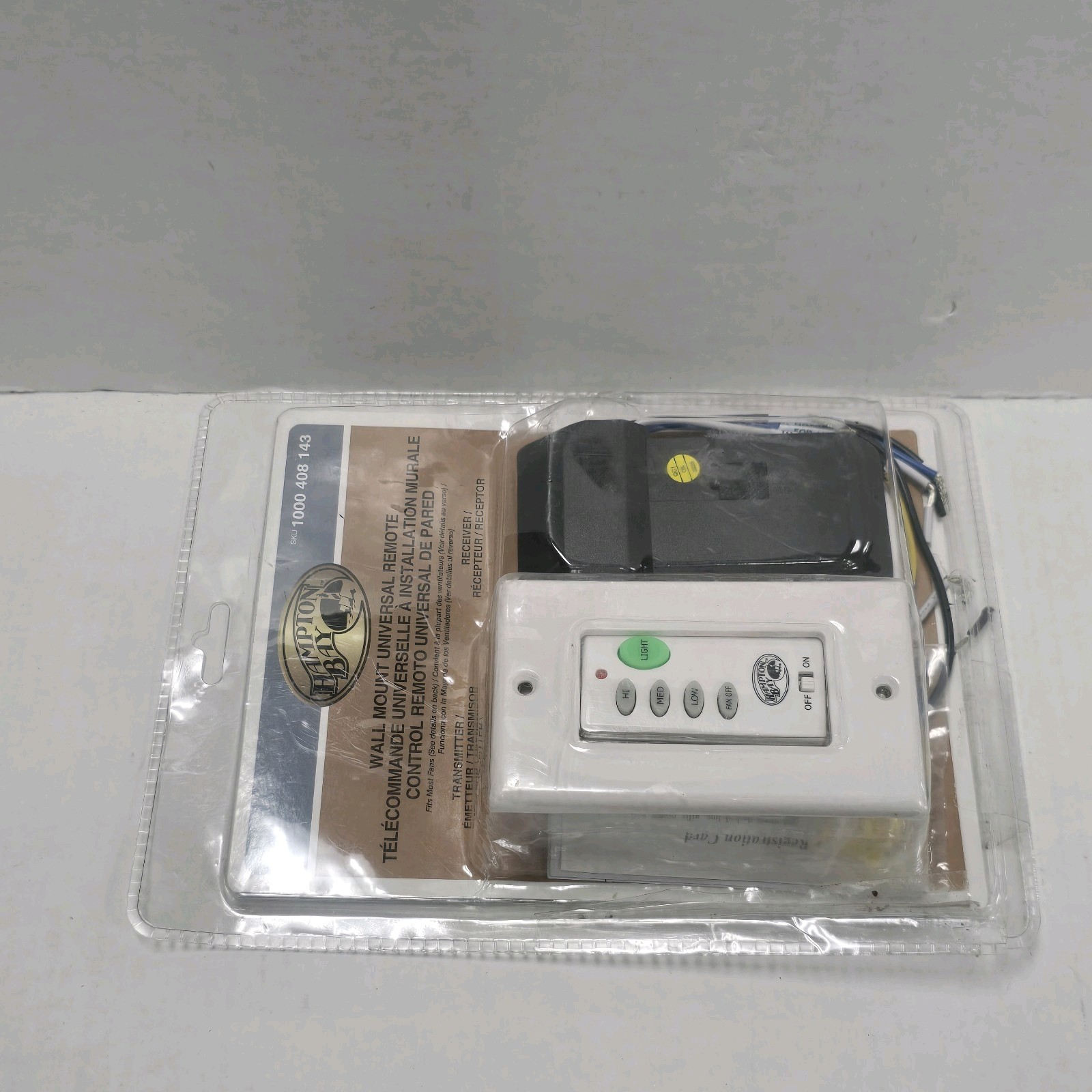 Hampton Bay 1000408143 Black White Wall Mount Universal Remote Control