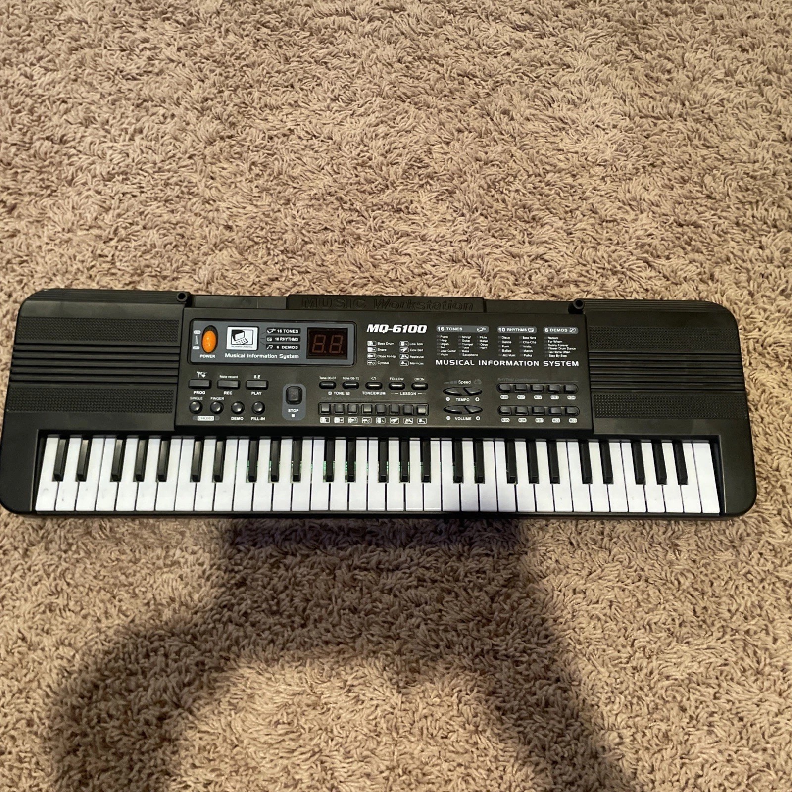 Children's MQ-6100 61-Key Electronic Keyboard Battery Operated Works - Black